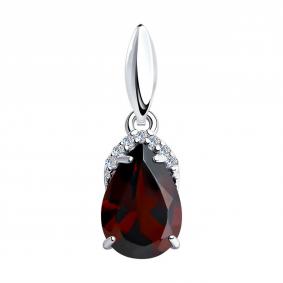 Серебряная подвеска SOKOLOV 92030311 с фианитом и гранатом 92030311 фото