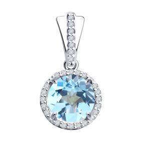 Серебряная подвеска SOKOLOV 92030318 с топазом и фианитом 92030318 фото