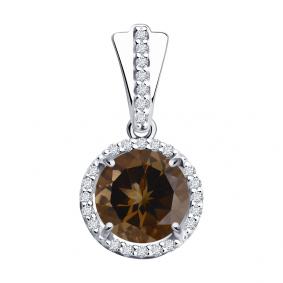 Серебряная подвеска SOKOLOV 92030320 с фианитом и раухтопазом 92030320 фото