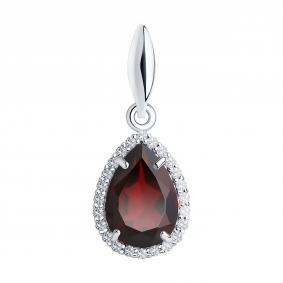 Серебряная подвеска SOKOLOV 92030323-91 с фианитом и гранатом 92030323-91 фото