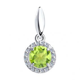 Серебряная подвеска SOKOLOV 92030331 с фианитом и хризолитом 92030331 фото