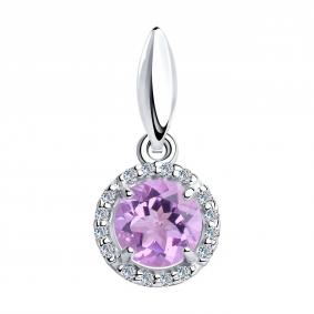Серебряная подвеска SOKOLOV 92030332-91 с фианитом и аметистом 92030332-91 фото
