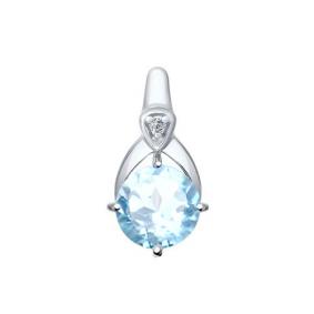 Серебряная подвеска SOKOLOV 92030366 с топазом и фианитом 92030366 фото