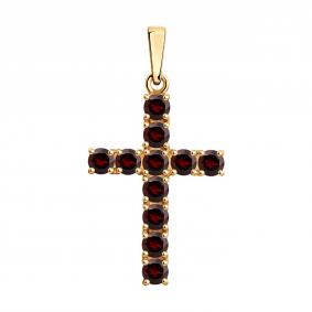 Подвеска из золочёного серебра SOKOLOV 92030513 с гранатом 92030513 фото