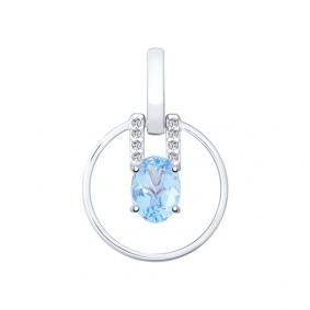 Серебряная подвеска SOKOLOV 92030554 с топазом и фианитом 92030554 фото