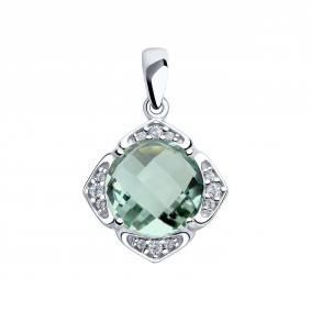 Серебряная подвеска SOKOLOV 92030569 с фианитом и кварцем 92030569 фото