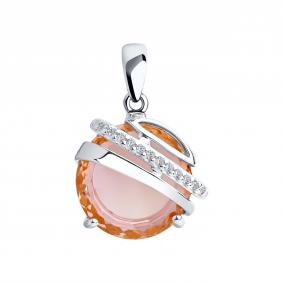 Серебряная подвеска SOKOLOV с ситаллом цвета Морганит 92030573 92030573 фото