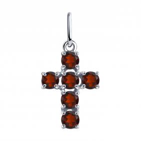 Серебряная подвеска-крест SOKOLOV с гранатом 92030715-91 92030715-91 фото