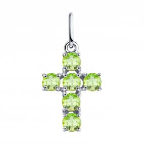 Серебряная подвеска SOKOLOV 92030717-91 с хризолитом 92030717-91 фото