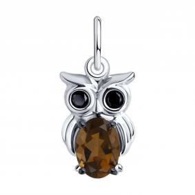 Серебряная подвеска SOKOLOV 92030754-91 с фианитом и раухтопазом 92030754-91 фото