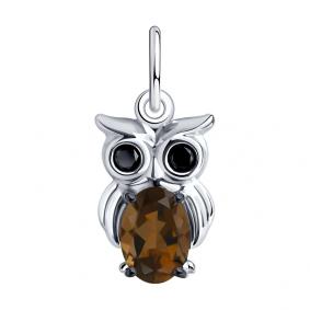 Серебряная подвеска SOKOLOV 92030754 с фианитом и раухтопазом 92030754 фото