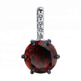 Серебряная подвеска SOKOLOV с ситаллом цвета Гранат и фианитом 92030771-91 92030771-91 фото