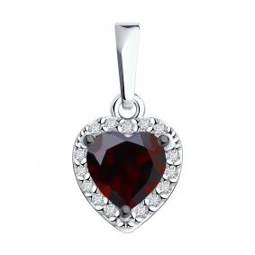 Серебряная подвеска SOKOLOV 92030780-91 с фианитом и гранатом 92030780-91 фото