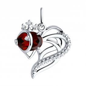 Серебряная подвеска SOKOLOV 92030783 с фианитом и гранатом 92030783 фото