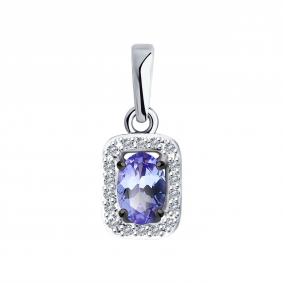 Серебряная подвеска SOKOLOV 92030805 с фианитом и танзанитом 92030805 фото