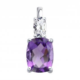 Серебряная подвеска SOKOLOV 92030825 с фианитом и аметистом 92030825 фото
