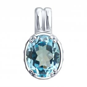 Серебряная подвеска SOKOLOV 92030854 с топазом и фианитом 92030854 фото