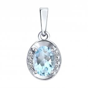 Серебряная подвеска SOKOLOV 92030857 с топазом и фианитом 92030857 фото