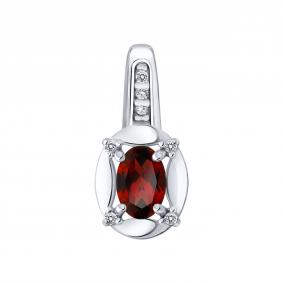 Серебряная подвеска SOKOLOV 92030858 с фианитом и гранатом 92030858 фото