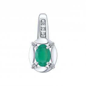 Серебряная подвеска SOKOLOV 92030859 с фианитом и агатом 92030859 фото