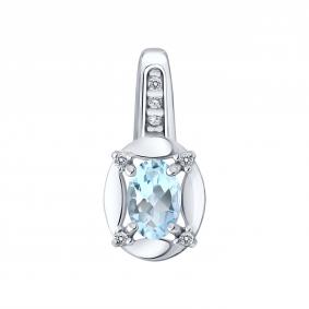 Серебряная подвеска SOKOLOV 92030870 с топазом и фианитом 92030870 фото