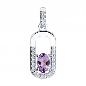 Серебряная подвеска SOKOLOV 92030877 с фианитом и аметистом 92030877 фото