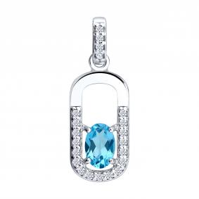 Серебряная подвеска SOKOLOV 92030878 с топазом и фианитом 92030878 фото