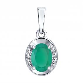 Серебряная подвеска SOKOLOV 92030879 с фианитом и агатом 92030879 фото