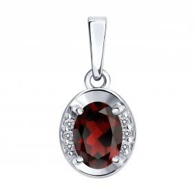 Серебряная подвеска SOKOLOV 92030880 с фианитом и гранатом 92030880 фото