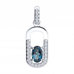 Серебряная подвеска SOKOLOV 92030881 с топазом и фианитом 92030881 фото