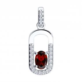 Серебряная подвеска SOKOLOV 92030889 с фианитом и гранатом 92030889 фото