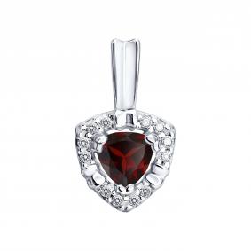 Серебряная подвеска SOKOLOV 92030894 с фианитом и гранатом 92030894 фото