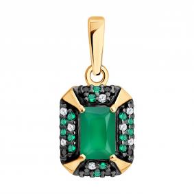 Серебряная подвеска SOKOLOV 92030896 с фианитом и агатом 92030896 фото