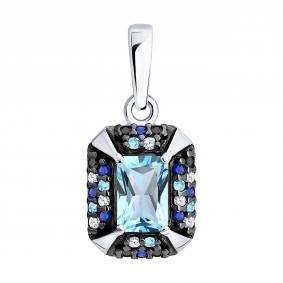 Серебряная подвеска SOKOLOV 92030902 с топазом и фианитом 92030902 фото