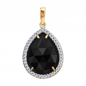 Серебряная подвеска SOKOLOV 92030909 с фианитом и агатом 92030909 фото