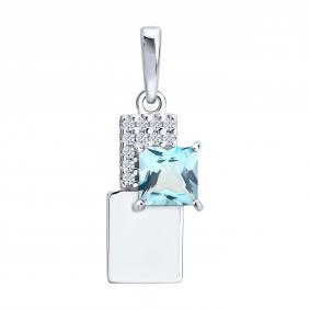 Серебряная подвеска SOKOLOV 92030911 с топазом и фианитом 92030911 фото