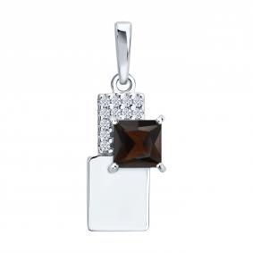 Серебряная подвеска SOKOLOV 92030913 с фианитом и раухтопазом 92030913 фото