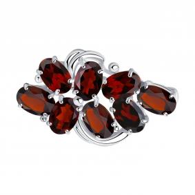 Серебряная брошь SOKOLOV 92040030 с гранатом 92040030 фото