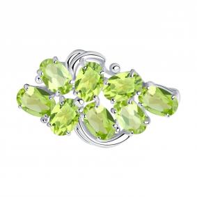 Серебряная брошь SOKOLOV 92040031 с хризолитом 92040031 фото