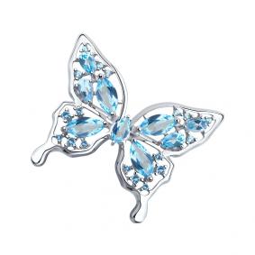Серебряная брошь SOKOLOV 92040090 с топазом и фианитом 92040090 фото