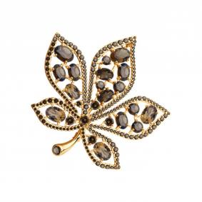 Брошь из золочёного серебра SOKOLOV 92040102-91 с фианитом и раухтопазом 92040102-91 фото