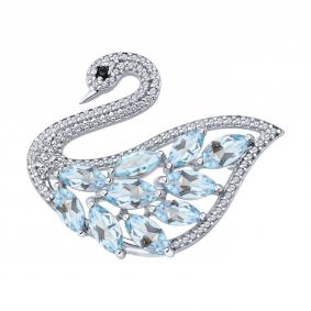 Серебряная брошь SOKOLOV 92040123 с топазом и фианитом 92040123 фото