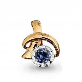 Золотая подвеска AQUAMARINE 920420кс с бриллиантом и сапфиром 920420кс фото