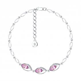 Серебряный браслет SOKOLOV 92050093 с фианитом и аметистом 92050093 фото