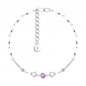 Серебряный браслет SOKOLOV 92050099-91 с фианитом и аметистом 92050099-91 фото