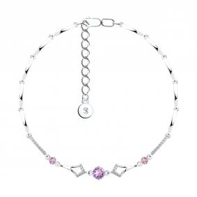 Серебряный браслет SOKOLOV 92050099 с фианитом и аметистом 92050099 фото
