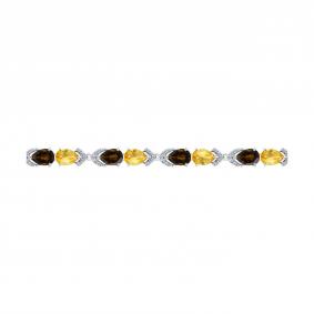 Серебряный браслет SOKOLOV 92050108-91 с фианитом, цитрином и раухтопазом 92050108-91 фото