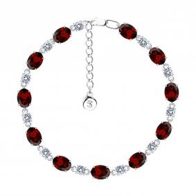 Серебряный браслет SOKOLOV 92050151 с фианитом и гранатом 92050151 фото