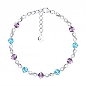 Серебряный браслет SOKOLOV 92050154-91 с топазом, фианитом и аметистом 92050154-91 фото