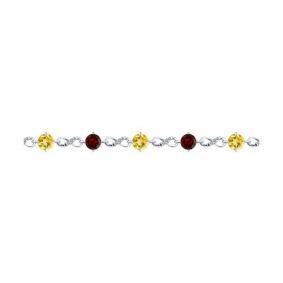 Серебряный браслет SOKOLOV 92050155 с фианитом, цитрином и гранатом 92050155 фото
